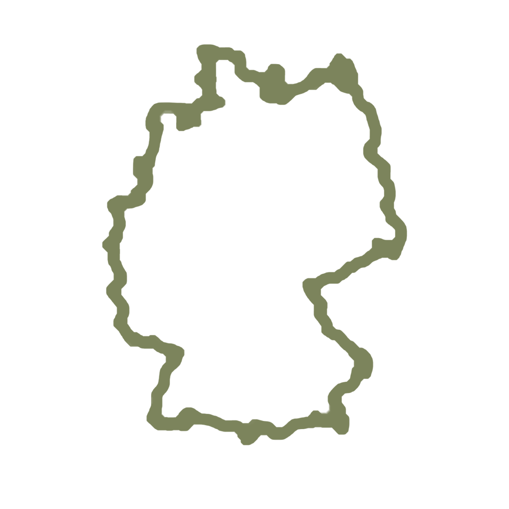 Umriss von Deutschland, Zentrum für maßgeschneiderte Hundegeschirre, MyHundegeschirr.