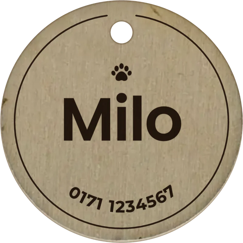 Hundemarke mit Gravur aus Holz